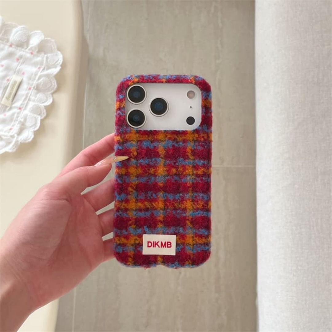 Phone Cases For Iphone 16 - Winter Warm Plaid Fuzzy Phone Case