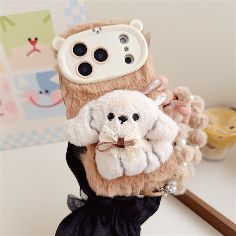 3D Cartoon Bowknot Puppy Warm  - đánh giá và giá Phone Cases For Iphone 16
