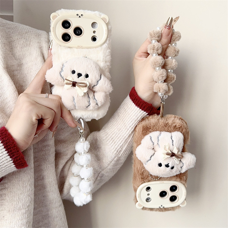 3D Cartoon Bowknot Puppy Warm  - đánh giá và giá Phone Cases For Iphone 16