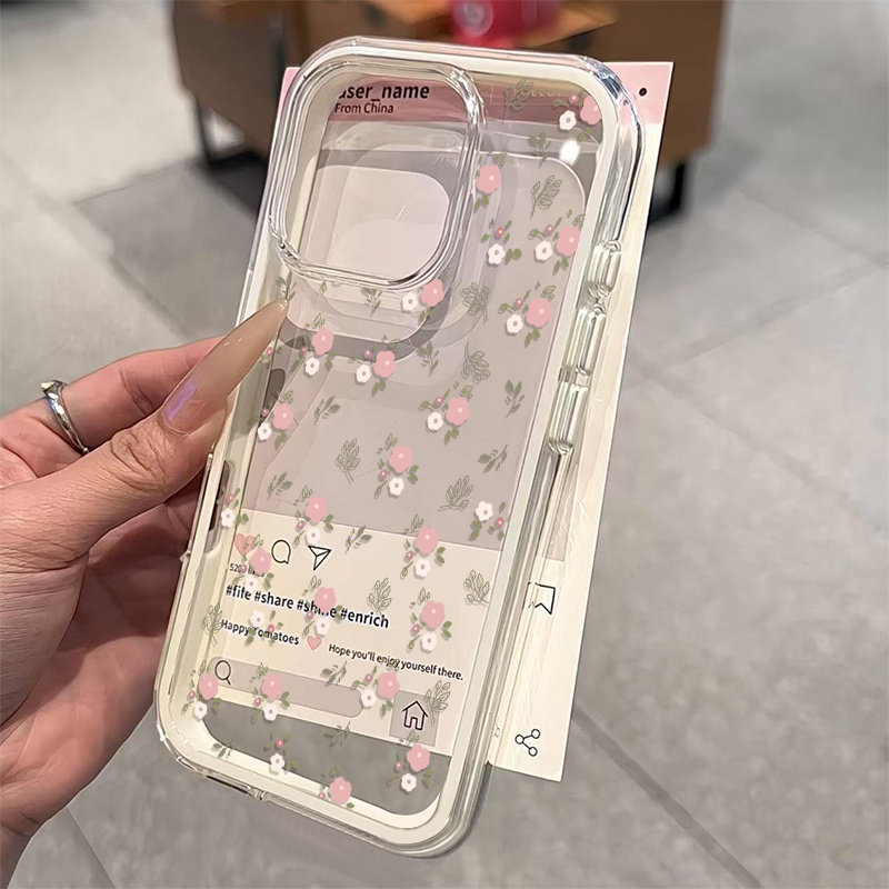 Green Leaves Pink Flower 2in1  - đánh giá và giá Phone Cases Xr Iphone